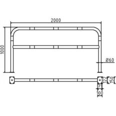 Hoop of steel tube#Ø 60 x 2,5 mm#with cross bar#to be fixed by plugs