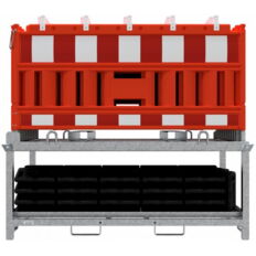 SET #with 20 panel fence #and 21 base plates#on storage and transport traverse