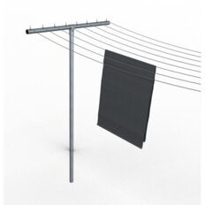 Laundry drying stand T-shape, steel tube Ø60mm#cross tube with 8 round pins Ø10x40mm#t-connector, 2-part with bolt M10#total height: 2500mm#total width: 1500mm #with ground anchor,#hot-dip galvanized