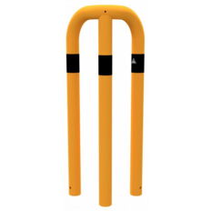 Anti-nudge hoop 90°#equal-sided#steel tube Ø 76 mm#yellow / black