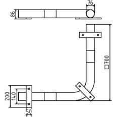 Corner-anti-nudge bar#round steel tube Ø 76 mm#to be fixed by plugs