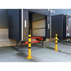 Barrier post#steel tube Ø 89 x 2,9 mm#sides tiltable#yellow / black