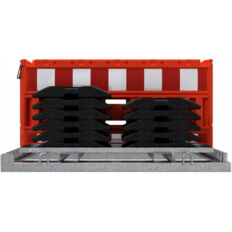 SET #with 10 panel fences#and 11 base plates#on storage and transport traverse