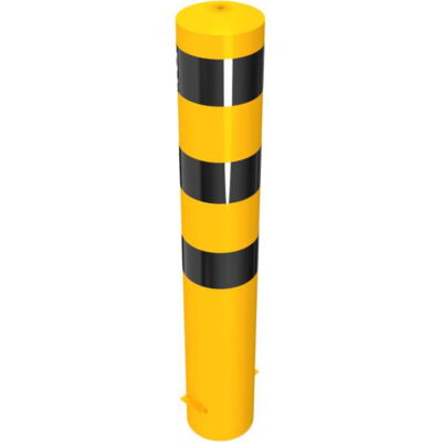 Steel tube bollards Ø 193 x 3,6 mm#stationary, for casting in concrete#yellow / black