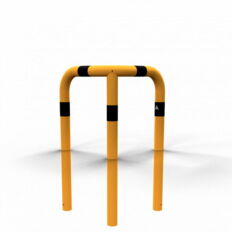 Anti-nudge hoop 90°#equal-sided#steel tube Ø 76 mm#yellow / black