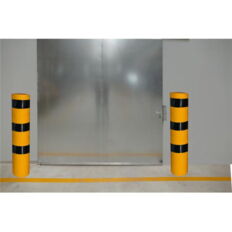 Steel tube bollard Ø 273 x 5 mm#stationary, for casting in concrete#yellow / black