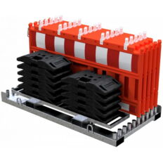 SET #with 10 panel fences#and 11 base plates#on storage and transport traverse