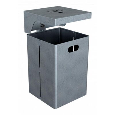 Square litter bin with cover, with ashtray