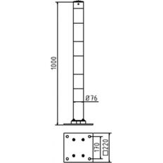 Barrier posts#steel post Ø 76 x 2,6 mm#sides tiltable#yellow / black