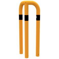 Anti-nudge hoop 90°#equal-sided#steel tube Ø 76 mm#yellow / black