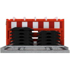 SET #with 10 panel fences#and 11 base plates#on storage and transport traverse