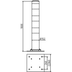 Elastic steel tube bollard Ø 152 x 3.2 mm#to be fixed by plugs#yellow / black