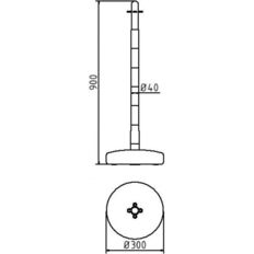 Plastic chain post#Ø 40 mm, white / red#fillable base