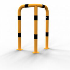 Anti-nudge hoop 90°#equal-sided#steel tube Ø 76 mm#yellow / black